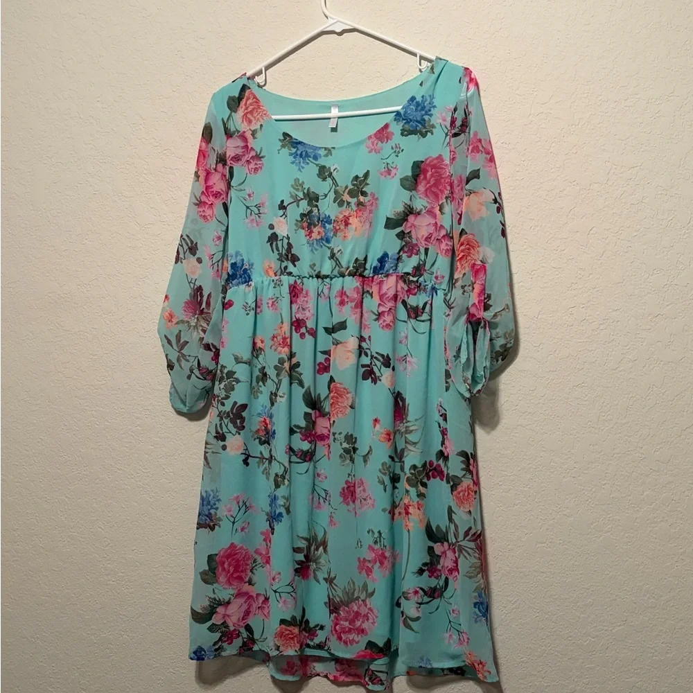 Pinkblush Mint Floral Maternity Dress - Picture 4 of 8